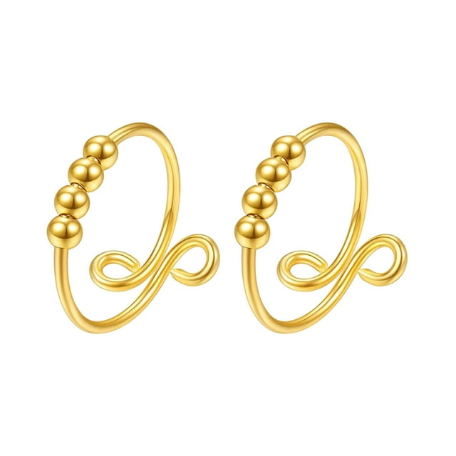 2 Pieces Of Silver Single-turn Spiral-turn Rotating Rings Anti-stress And Anxiety Ring Rings