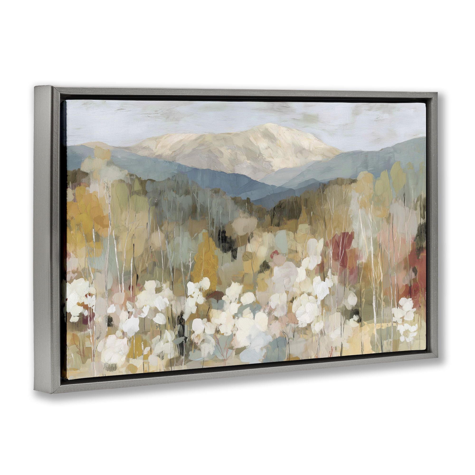 Stupell Industries Autumn Mountain Meadow Gray Framed Floater Canvas Wall Art, design by Chromatic Storm Studio