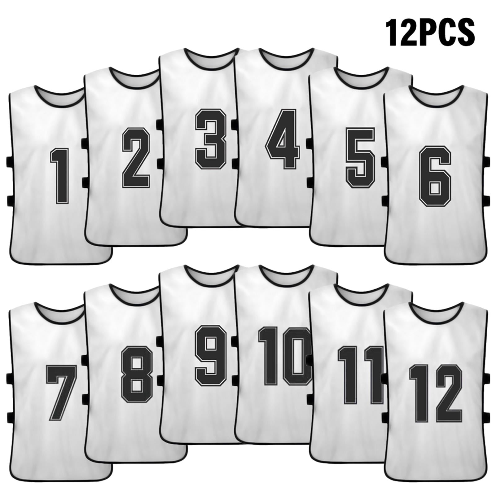 Meterk 12 PCS Kid's Football Pinnies 2 Colors Quick Drying Soccer Jerseys  Youth Sports Scrimmage Basketball Team Training Numbered Bibs Practice  Sports Vest 
