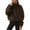Coffee, variant on Women Sherpa Pullover Fuzzy Fleece Half Zip Tops Solid Color Long Sleeve Pullover Causel Loose Jacket WIth Pocket