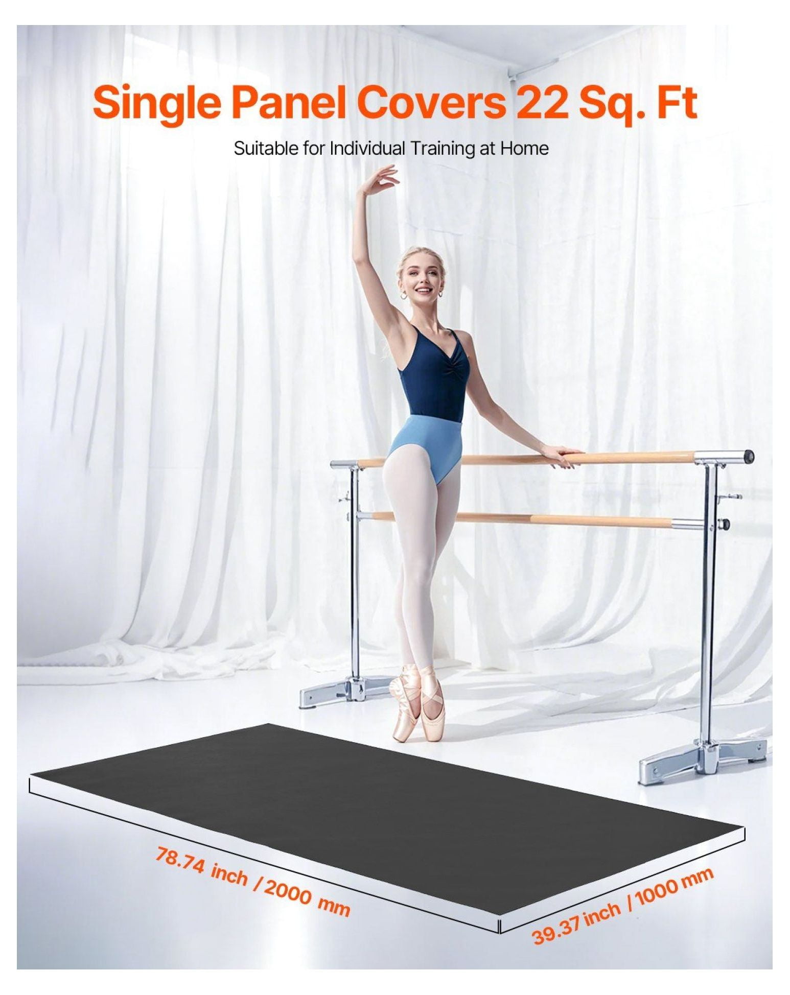 Wide PVC Yoga and Pilates Mat 6.6ft x 3ft – Protective Gym Flooring Set for Fitness Equipment & Workouts