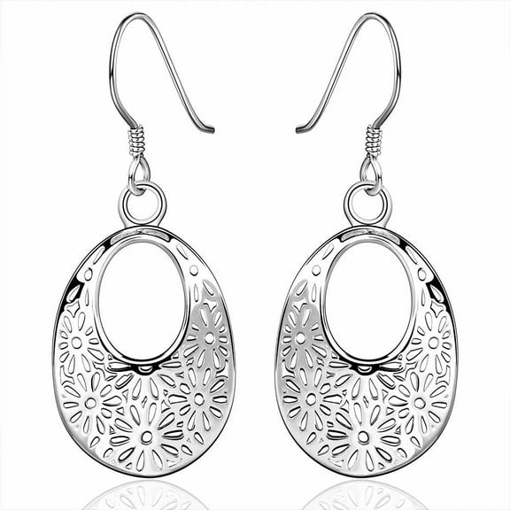 Sterling Silver Plated Earrings Drop Dangle Fish Hook Clasp L693