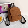 thumbnail image 1 of Fashion Woman Mini Simple Corduroy Backpacks Campus Style Pure Color Capacity Double Shoulder Bag Solid Color Corduroy Backpack 06, 1 of 6