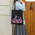 thumbnail image 5 of COMIO 2 Pcs Canvas Tote Bags Cute Aesthetic Tote Bags with Zipper Cherry Blossom Fox - Cute Pink Fox Black, 5 of 8