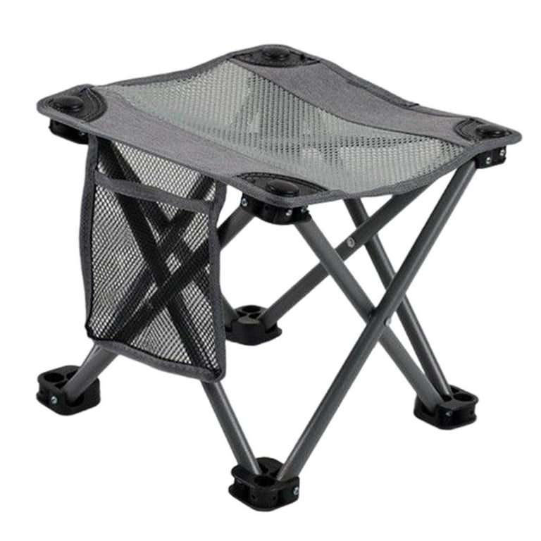 Folding Chair Anti Slip Portable Fishing Seat Retractable Foot Stool Ultralight Stainless Steel Camping Stool for Beach BBQ Outdoor Picnic Grey Large