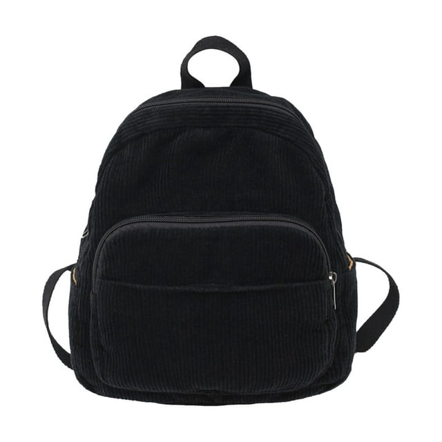 Mochila para niñas, de pana, con cremalleras suaves, para mujer, portátil Negro