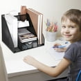 thumbnail image 2 of Hearth & Gear Desk File Organizer Metal Mesh Desktop Organizer With Drawer And 2 Pen Holder Vertical Storage Supplies For Organizing Books Magazines Letters And Papers Crafts for Kids Ages 4-8, 2 of 4