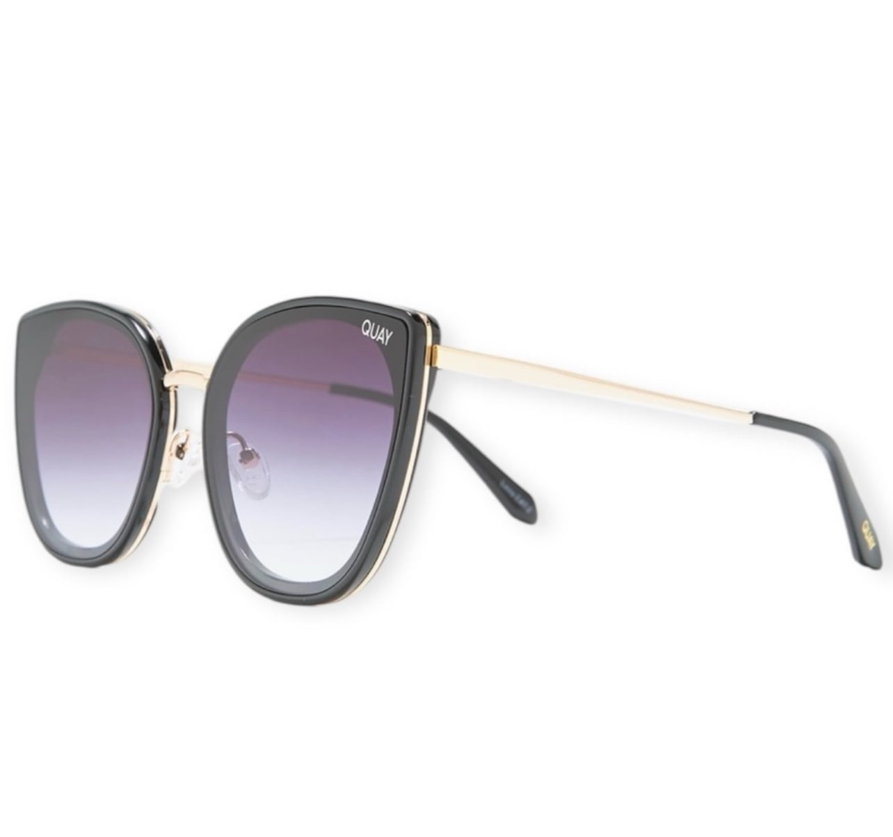 Quay Australia Flat Out Sunglasses Black Oversized Cat Eye