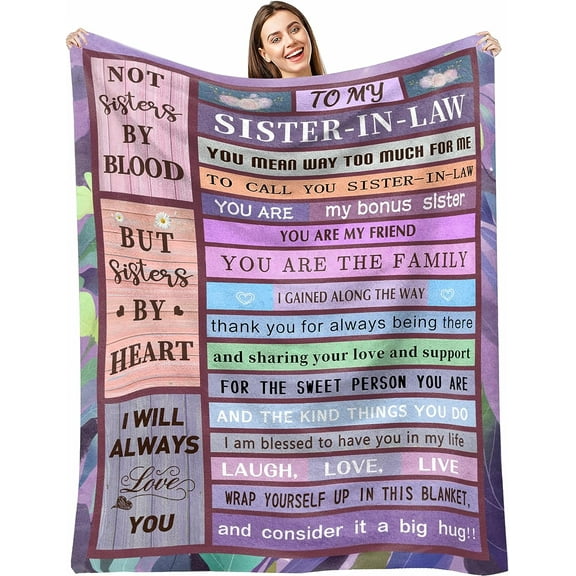 Sister in Law Gifts,Gifts for Sister in Law Blanket 60"x 50",Sister in Law Birthday Gifts,Sister in Law Wedding Gift,Throw Blanket for Sister in Law,Sister in Law Gifts for Women
