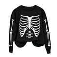thumbnail image 6 of VKOYWKM Women Halloween Sweatshirts Crewneck Sweatshirts Skeleton Graphic Pullover Vintage Spooky Print Long Sleeve Fall Oversized Sweatshirt, 6 of 7