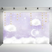 Custom MEHOFOTO Blue and White Cloud Photo Studio Backdrop Props Prince Birthday Boy Baby Shower Party Decorations Hanging Gold Stars Twinkle Twinkle Little Stars Photography Background Banner 7x5ft