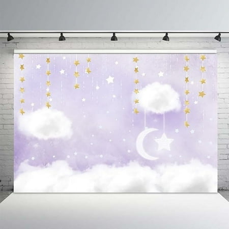 Custom MEHOFOTO Blue and White Cloud Photo Studio Backdrop Props Prince Birthday Boy Baby Shower Party Decorations Hanging Gold Stars Twinkle Twinkle Little Stars Photography Background Banner 7x5ft