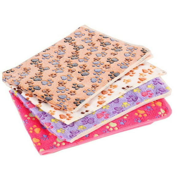 Fluffy Dog Blankets with Paw Print 24 x 16 Inches Soft and Warm Pet Throw Blankets Sleep Bed Mat for Small Dogs and Cats