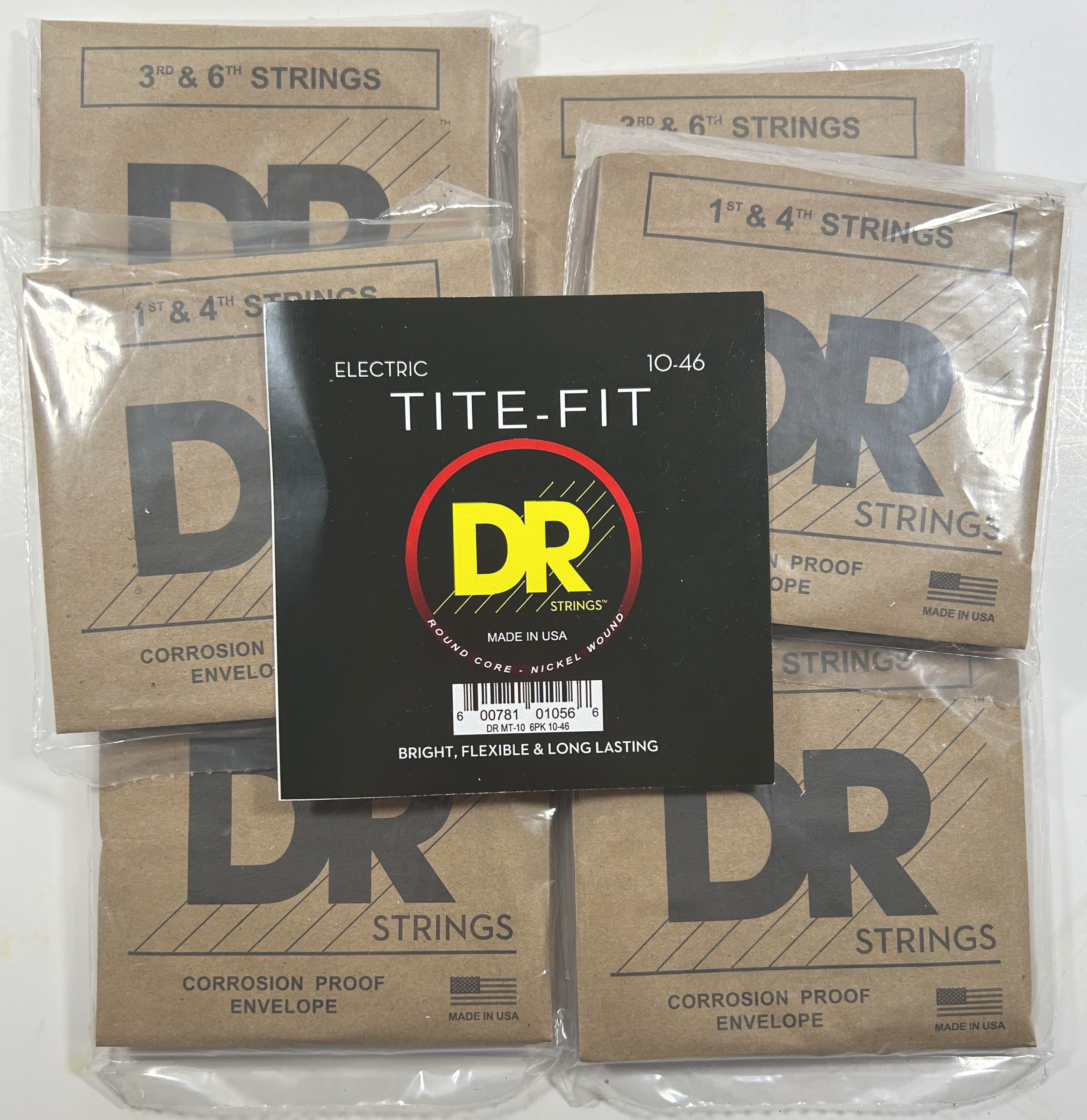 DR Strings Tite-Fit MT-10 Medium-Tite Nickel-Plated Electric Guitar Strings 6-Pack Medium (10-46)