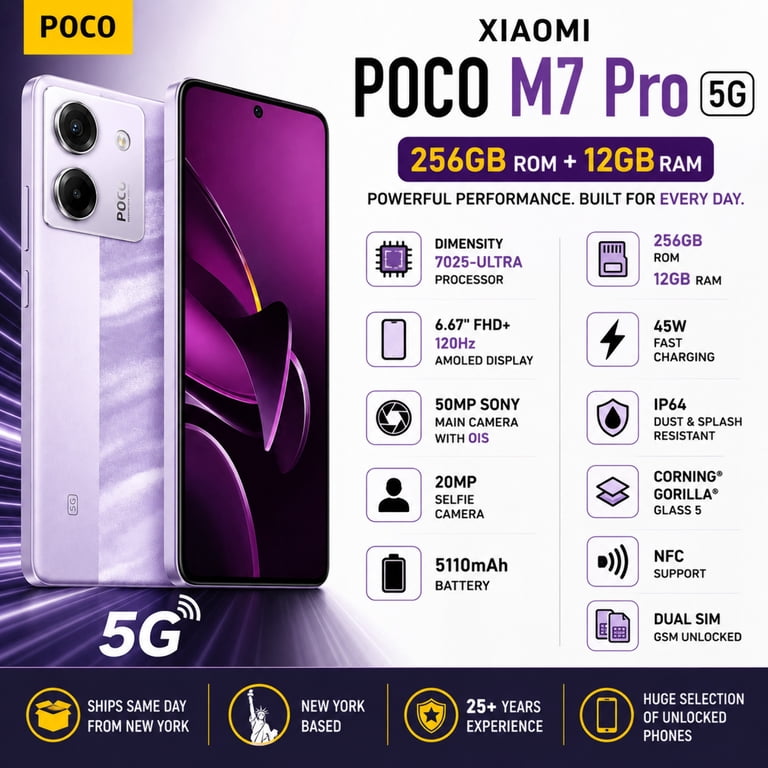 Xiaomi Poco M7 Pro 5G Dual SIM 256GB ROM 12GB RAM GSM Unlocked