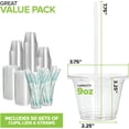 thumbnail image 3 of Stock Your Home 9 oz Clear Commercially Compostable Cups with Lids and Straws (Set of 50) Plant Based Cold Cups, Eco Party Cup, Environmentally Friendly Recyclable Disposable Sustainable, 3 of 5