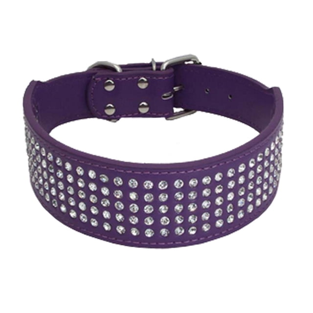 Collar para perros con diamantes de imitación Berry Pet: 5 filas de cuero PU con incrustaciones de diamantes de cristal brillantes