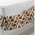 thumbnail image 2 of Floral Bed Skirt, Close up View of Blooming Poppy Flowers and Leaves, Elastic Bedskirt Dust Ruffle Wrap Around for Bedding Decor, 4 Sizes, Vermilion Lime Green, by Ambesonne, 2 of 2