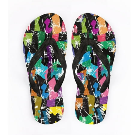 

Bivenant Store Summer Geometric Pattern Flip-flops Clip Toe Slippers for Women Casual Flat Sandals Shower Slipper Shoes Size 6 to 10