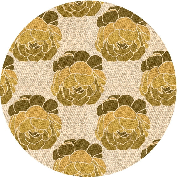 Ahgly Company Machine Washable Indoor Square Transitional Brown Gold Area Rugs, 3' Square