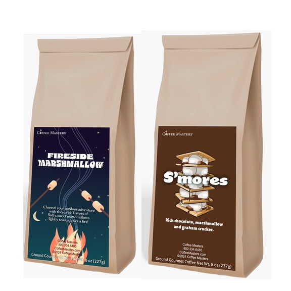 Coffee Masters Campfire Coffee Sampler - Fireside Marshmallow and S'mores 12 oz Ground Coffee