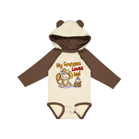 

Inktastic My Grandma Loves Me Monkey Gift Baby Boy or Baby Girl Long Sleeve Bodysuit