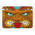 thumbnail image 1 of Tiki Bar Bath Mat, Cartoon Style Angry Looking Tiki Warrior Mask Colorful Icon Totem Culture Print, Non-Slip Plush Mat Bathroom Kitchen Laundry Room Decor, 29.5 X 17.5 Inches, Multicolor, Ambesonne, 1 of 2