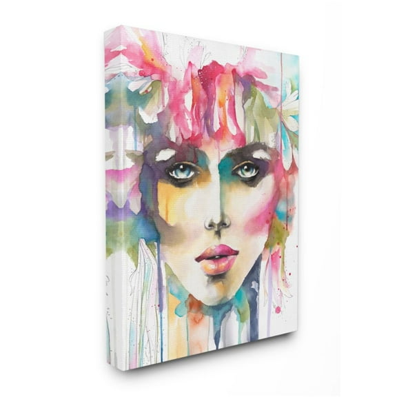 Stupell Industries Abstract Female Cosmetic Portrait Floral Crown Design by Elisaveta Stoilova, 36" x 48"
