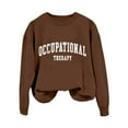 thumbnail image 6 of Sweatshirt for Women Long Sleeve Sweatshirt Womens Pullover Brown Crewneck Sweatshirts Women Fall Clothing for Women Comfy Clothes, 6 of 8