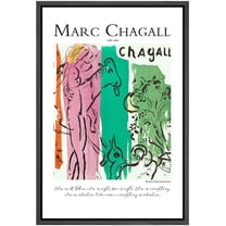 PixonSign Framed Canvas Print Wall Art Marc Chagall Forest Animal Watercolor Pastel Classic Vintage Illustrations Fine Art Decorative Multicolor for Living Room, Bedroom, Office - 16"x24" BLACK