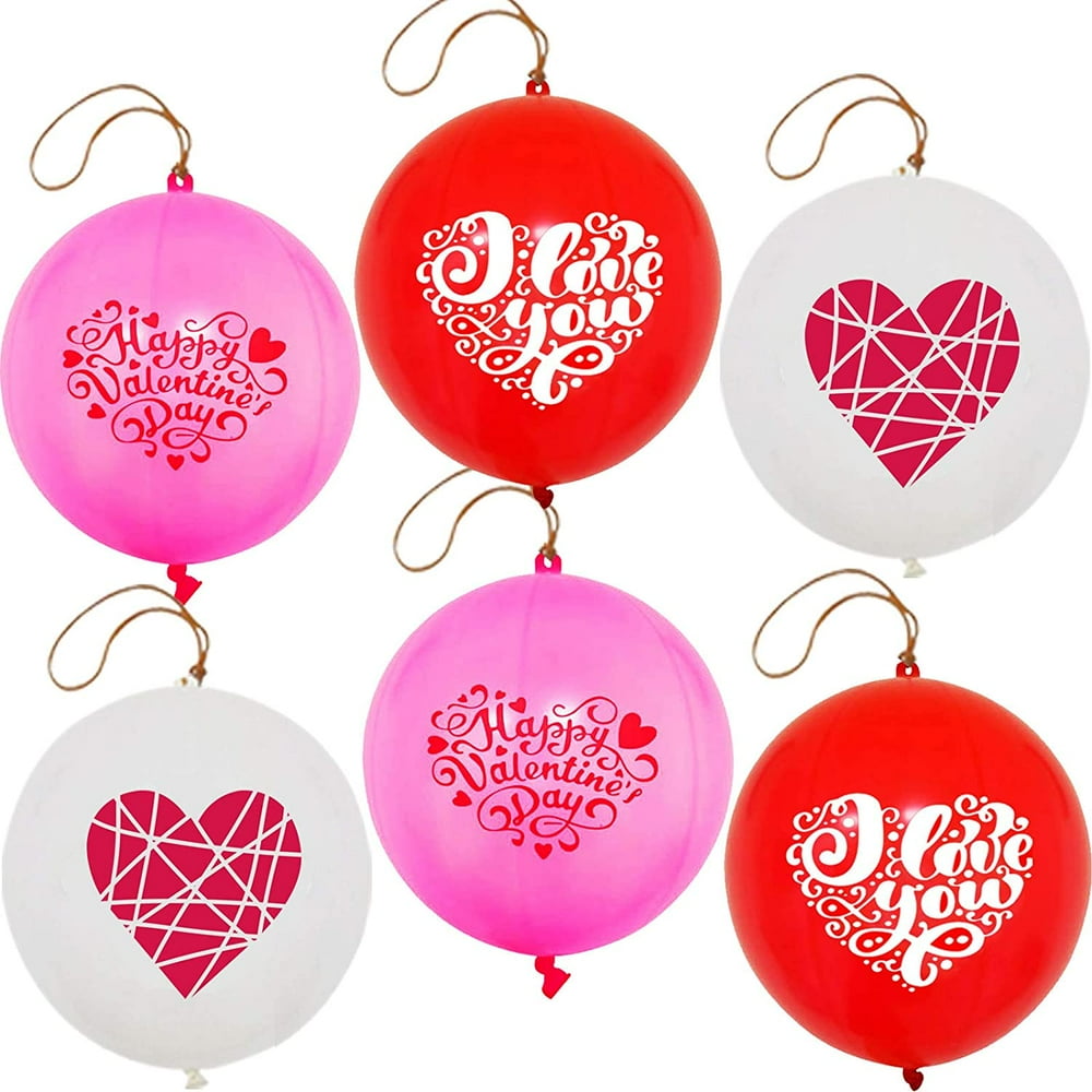kids Valentine's Day Party Favors Punch Balloons - 18 Inch Red Pink