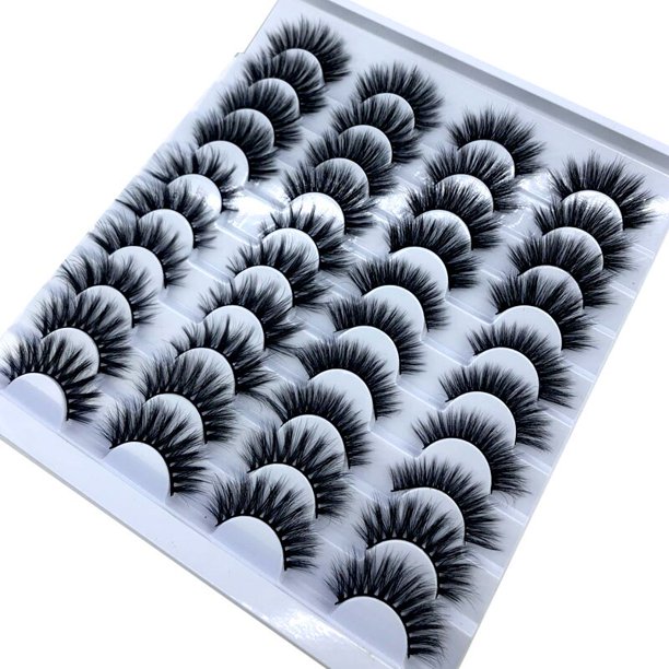 Pestañas postizas naturales, pestañas de visón, pestañas postizas a granel, gruesas, largas, rectas, naturales, paquete corto, 18-25 mm, 20 pares hola suerte unisex