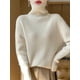 thumbnail image 1 of Otoño/Invierno nuevo 100% suéter de lana para mujer cálido grueso cuello alto sólido manga larga jersey suelto Casual suéteres de punto, 1 of 5
