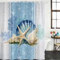 thumbnail image 2 of Blue Coastal Starfish Shower Curtain, Waterproof Shower Curtains for Bathroom, Vintage Grey Nautical Coral Summer Washable Fabric Bathtub Curtain Set Bath Decor with 12 Hooks 72"x78", 2 of 8