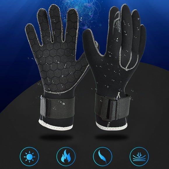 Neinkie Water Gloves, 3mm Neoprene Five Finger Warm Wetsuit Winter Gloves for Scuba Diving Snorkeling Paddling Surfing Kayaking Canoeing Spearfishing Skiing