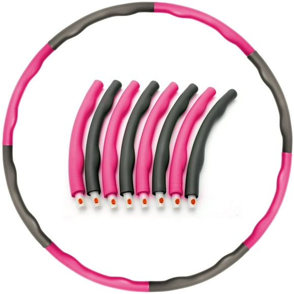 JHIJHOO Collapsible Weighted Hula Hoop for Kids or Adults, Adjustable Hula Hoop for Weight Loss, Detachable Hula Hoop for Fitness Exercise Gym Workout Dancing