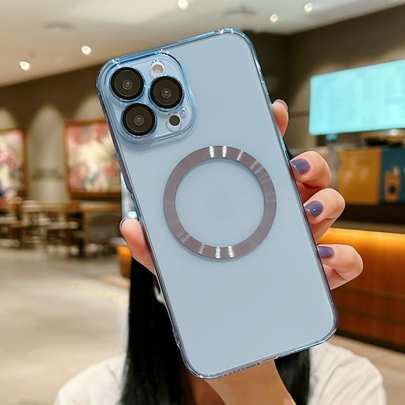 Dteck Case Compatible with iPhone 13 Pro Max 6.7" 2021, Rugged Shell Back Cover Solid Gradient Color Magnetic Suction Cold Touch-feeling Simple Design Case For iPhone 13 Pro Max,Blue