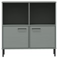 thumbnail image 2 of vidaXL Bookcase with Metal Legs Grey 90x35x90.5 cm Solid Wood OSLO, 2 of 5