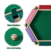 Upgraded 6-Player Shut The Box Game for Kids Adults Families with 12+4 Dice-Colorful 6 Sided Wooden Board Math Number Games(Instructions Included)