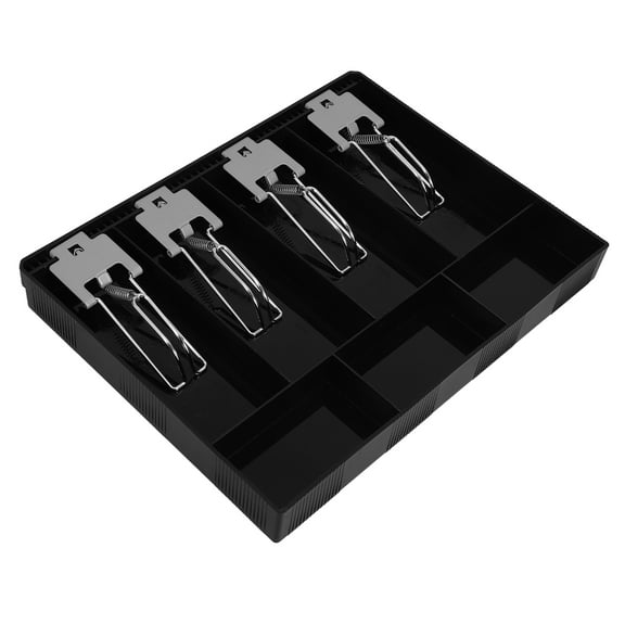 Masteelf Portable Cash Register Tray with and Bill Compartments for Retailers Black Plastic