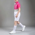 thumbnail image 6 of ZACPNCV Boys Sequined Formal Performance Outfit Set Short Sleeve Collared Top with Rhinestone Waistband Shorts Kids Stage Show Clothing Set 5-6Years A-Hot Pink, 6 of 7