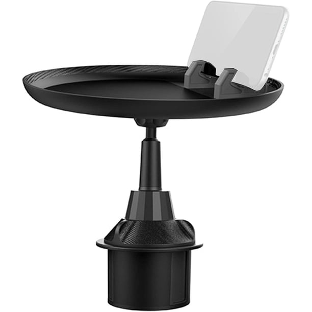 Bandejas de coche para comer - Portavasos de coche con bandeja de comida giratoria de 360° - Portavasos universal ajustable giratorio de 360° para la mayoría de los coches (corto)