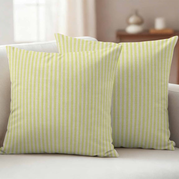 Pack of 2 Outdoor Pillow Covers,Waterproof Yellow Striped Throw Pillow Covers,Modern Simple Farmhouse Beige Vintage Decorative Pillowcases Cushion Covers for Couch Pillow Sham Protector 16x16 Inch