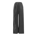 thumbnail image 4 of Glisme Women's Pants Solid Color Elastic Waist With Pockets And Drawstring Summer Casual Women Wide Leg Trousers Size M Grey, 4 of 5