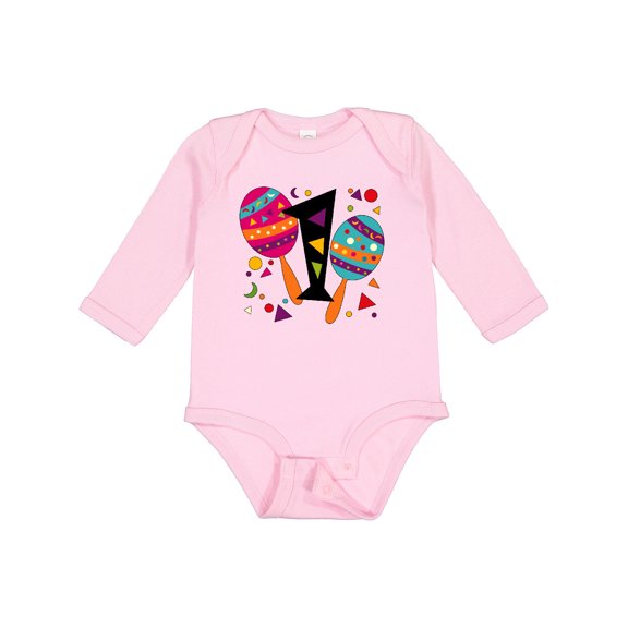 Inktastic First Birthday Cinco de Mayo- Maracas Boys or Girls Long Sleeve Baby Bodysuit