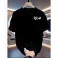 thumbnail image 1 of Men's Retro Casual 100% Cotton T-Shirt - Short Sleeve, Black with "LOVE" Graphic & Bear Design, Lightweight & Breathable for Casual Attire, Cotton T Shirts, 1 of 5