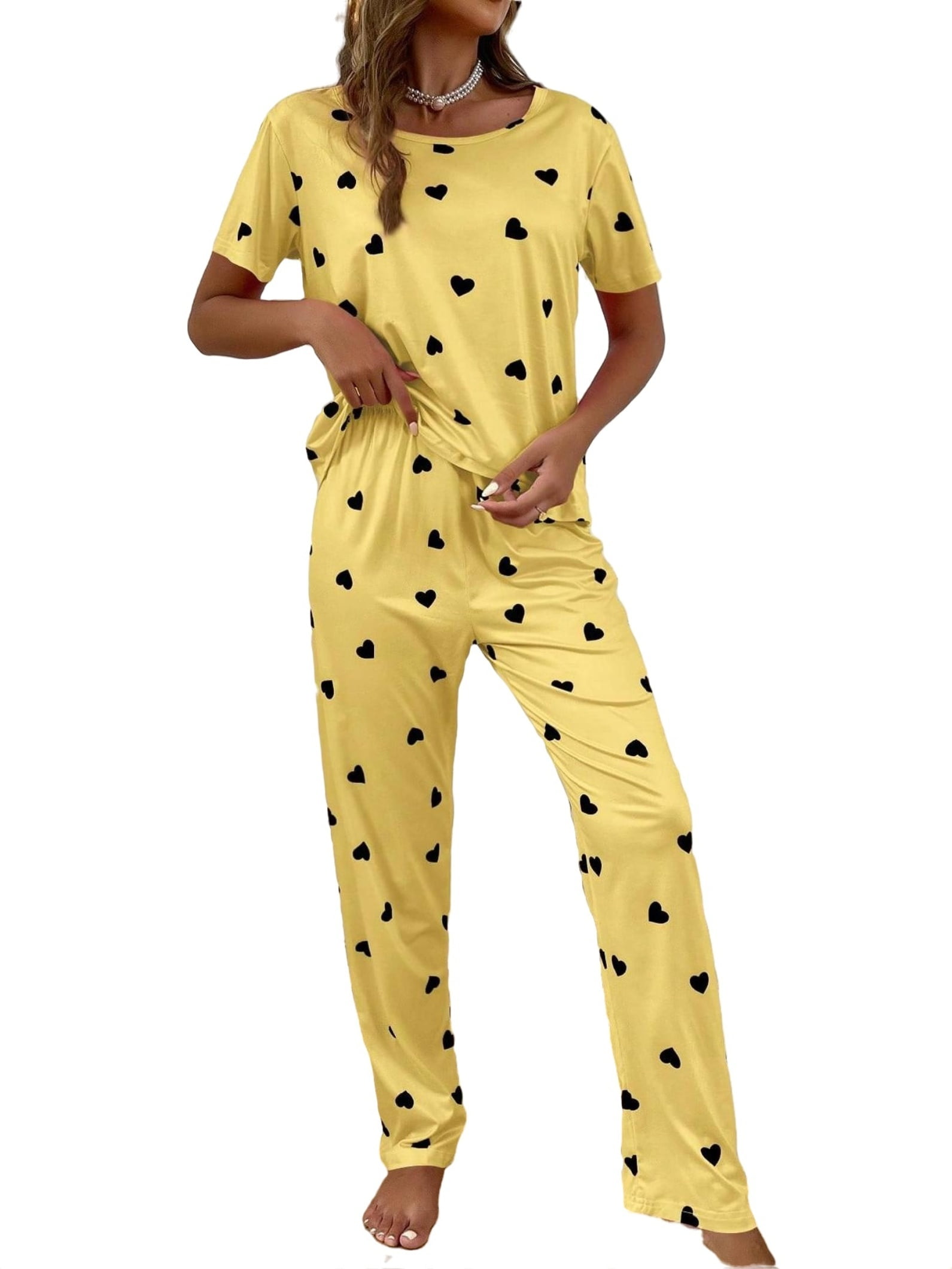 Yellow pajamas women's clearance