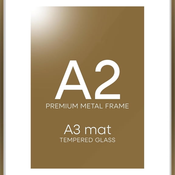 A2 Picture Frame Bronze, High End Metal 16.5 x 23.4 inch Poster Frames with Mat 11.7 by 16.5 Photo, A2 Size Brass Frames Matted to A3 Print, 16.5x23.4 Hanging Frame, Tempered Glass, Set of 1