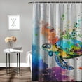 thumbnail image 2 of Orinice  Sea Turtle Shower Curtain Coastal Ocean Beach Theme Colorful Funny Polyester Fabric Cloth Waterproof Washable Bathroom Shower Curtains Sets with Hooks,  69x72, 2 of 7