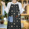 thumbnail image 6 of Dark Blue Sun Moon Star Pattern Apron-Garden Aprons for Women with Pockets-Cotton Linen Waterproof Kitchen Cooking Gardening Aprons Adjustable for Kitchen,Cooking,BBQ and Salon 33x27 Inch, 6 of 7